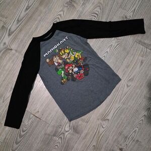 Mario Kart Long Sleeve Raglan Tee- Boys Size Large
